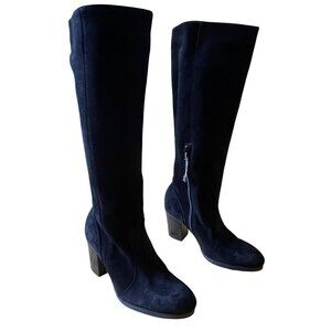 Lillimil $295 Black Suede Knee High Boots EU 38 Size 8 NEW